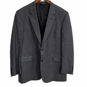 Jos. A. Bank Mens 44R Blazer Sport Coat Grey Plaid Silk Wool Blend Professional